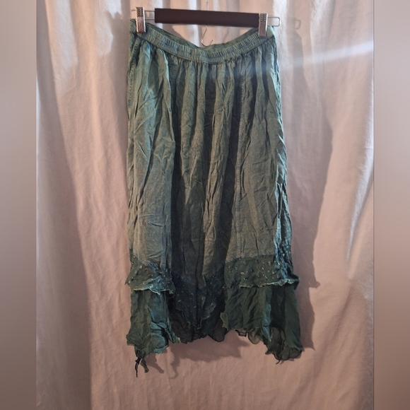 Choices Teal Layered Midi Skirt - Picture 4 of 5